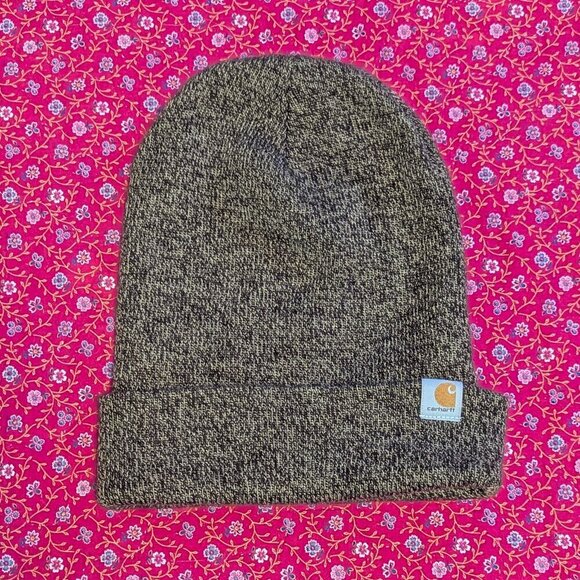 Carhartt Embroidered Watch Cap 2.0 Cuffed Beanie Hat Heathered Brown Tan Active - Picture 2 of 5